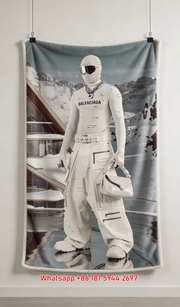 Balenciaga Ski Mask Figure Flannel Throw Blanket for Sofa Couch Wall Decor BA107